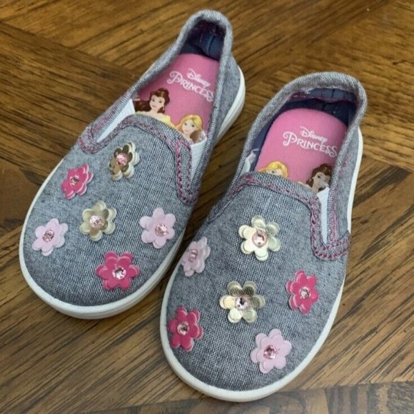 Disney Kids Girls Shoes‎ Size 5 Blue Princess Flowe - Picture 1 of 7